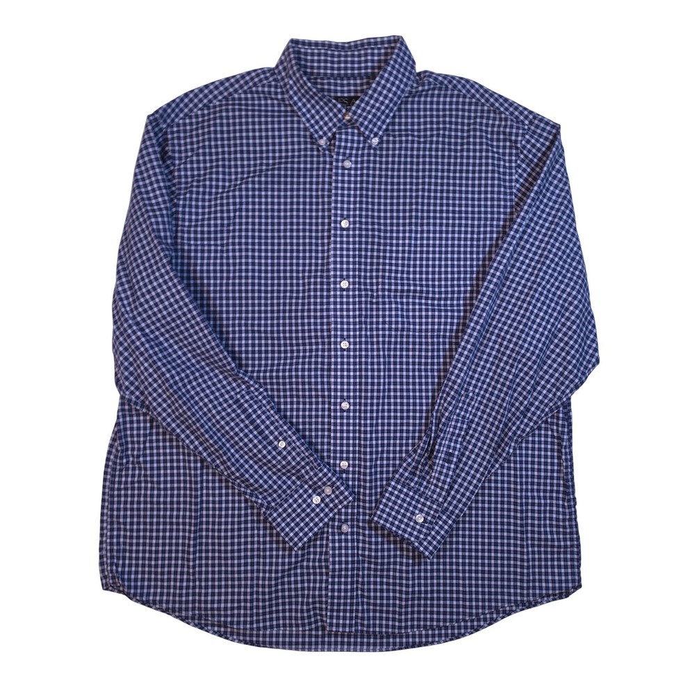 Jos A Bank Executive Collection Mens XL Blue Gingham Check Button Down Shirt